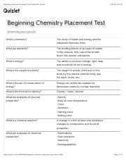 ttu chemistry placement exam quizlet